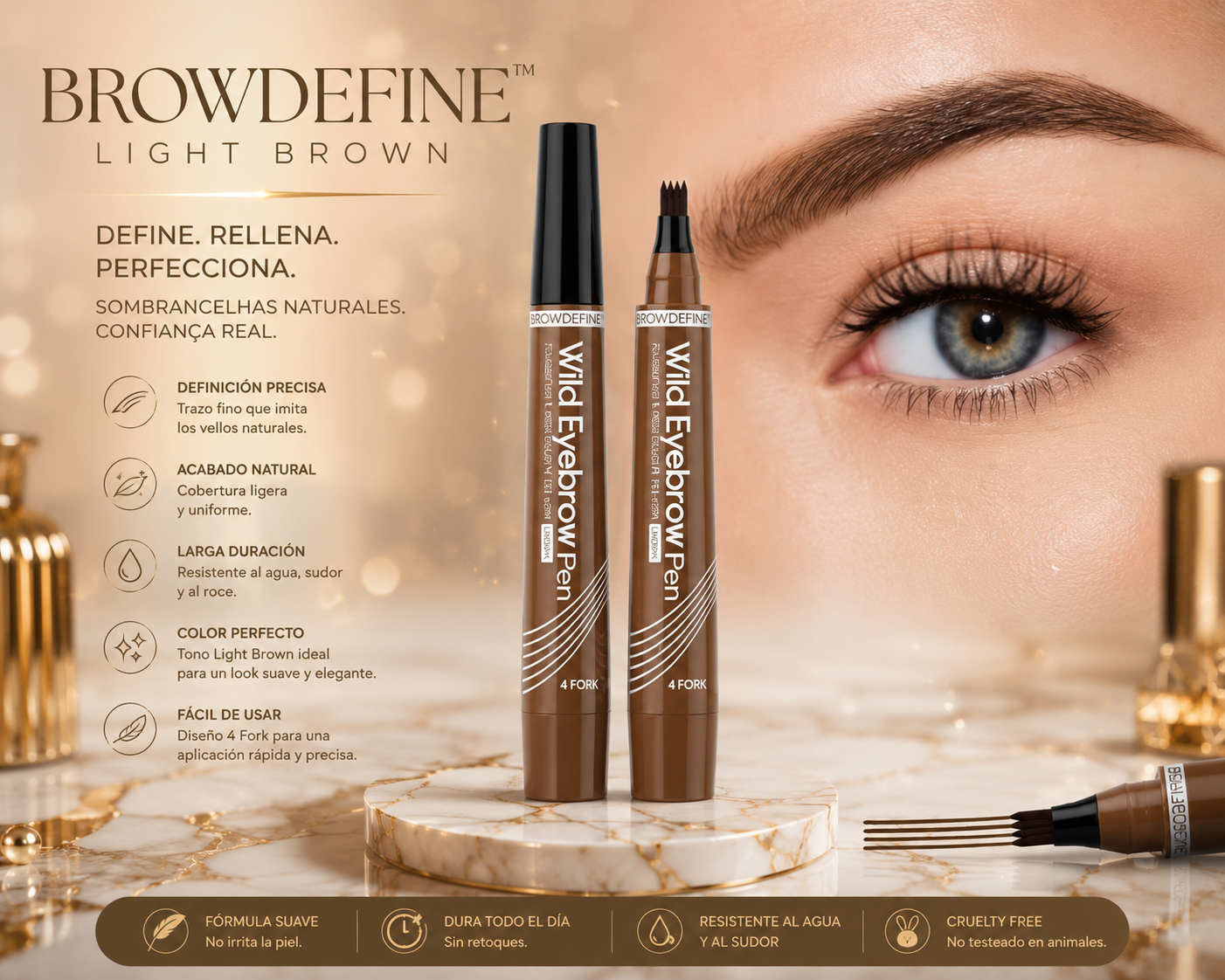 BrowDefine™ | Lápiz de Cejas Nº1 Light Brown para unas Cejas Más Definidas