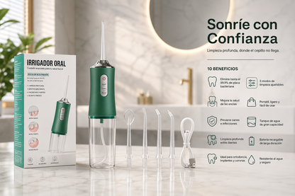 AquaSmile Pro™ | Irrigador Dental Portátil para una Limpieza Más Completa