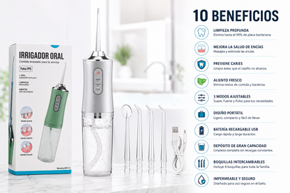 AquaSmile Pro™ | Irrigador Dental Portátil para una Limpieza Más Completa