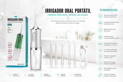 AquaSmile Pro™ | Irrigador Dental Portátil para una Limpieza Más Completa