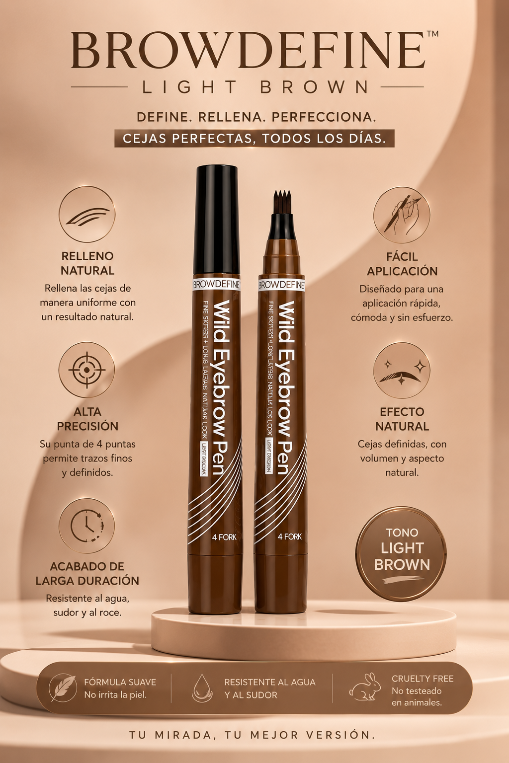 BrowDefine™ | Lápiz de Cejas Nº1 Light Brown para unas Cejas Más Definidas