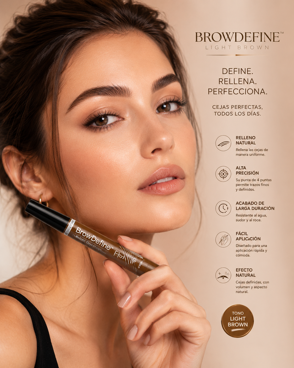 BrowDefine™ | Lápiz de Cejas Nº1 Light Brown para unas Cejas Más Definidas