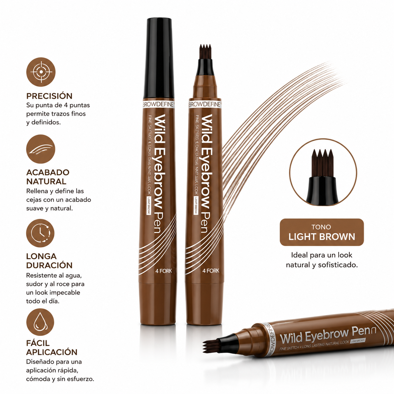 BrowDefine™ | Lápiz de Cejas Nº1 Light Brown para unas Cejas Más Definidas