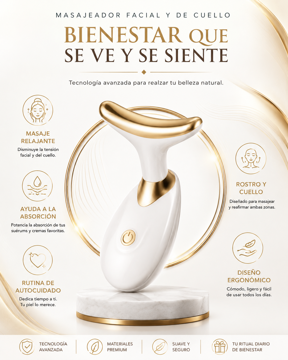 NeckGlow Pro™ | Masajeador Facial y de Cuello para una Rutina de Cuidado Premium