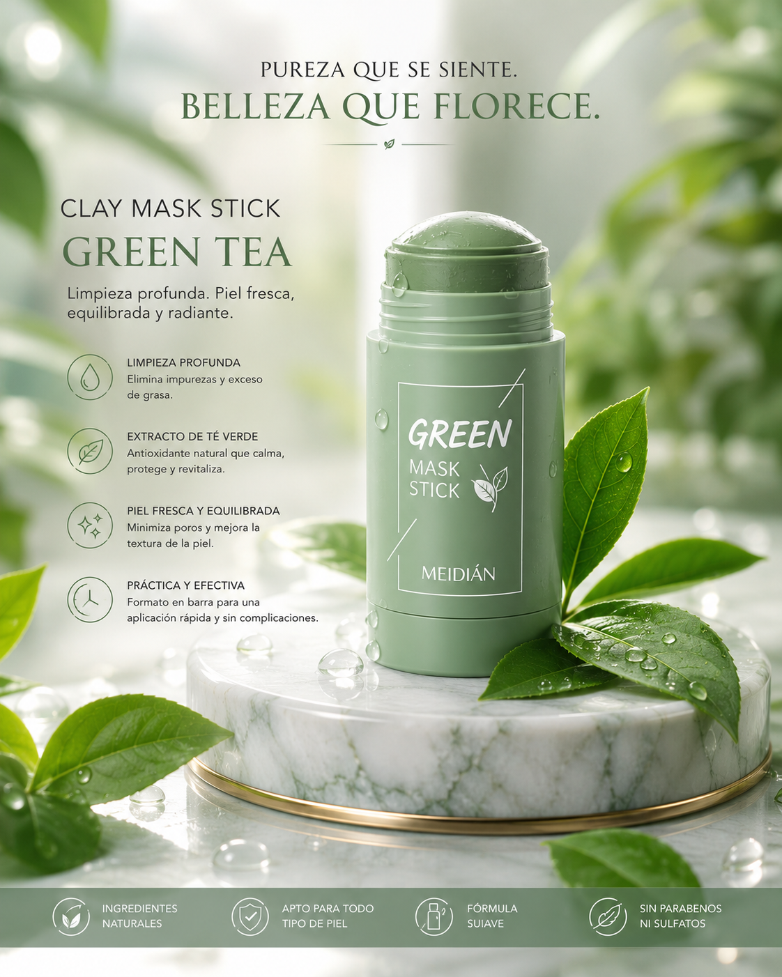 Green Tea Glow™ | Mascarilla Facial de Té Verde para una Piel Limpia y Fresca