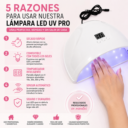 💅 Lámpara LED UV Pro 168W – Secado Rápido para Uñas de Gel | Pantalla Digital y Temporizador Inteligente