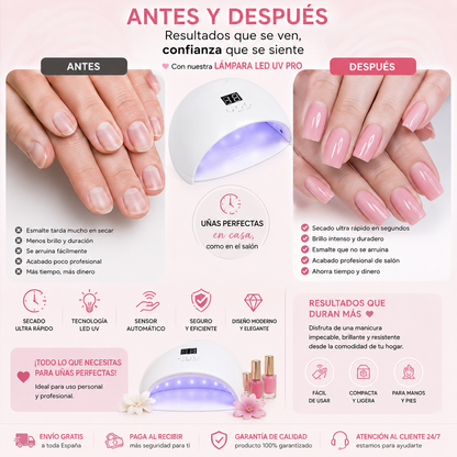 💅 Lámpara LED UV Pro 168W – Secado Rápido para Uñas de Gel | Pantalla Digital y Temporizador Inteligente